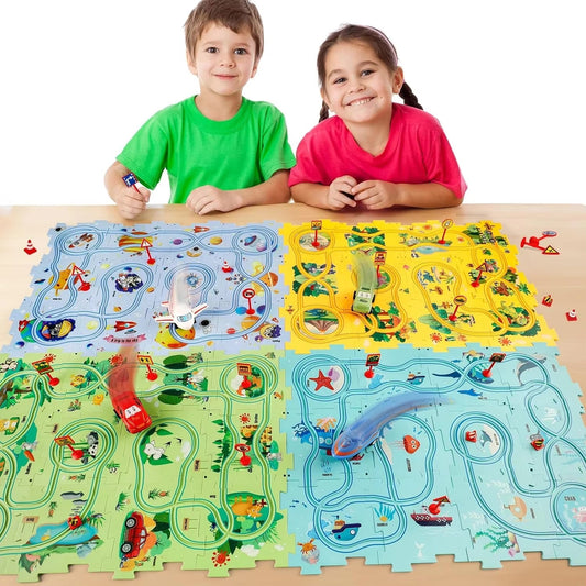 De PuzzleRacer™! 🚗  Ontketen creativiteit en verbeter de vaardigheden van je kind met een unieke speelgoedset waarbij puzzelstukken veranderen in racebanen!